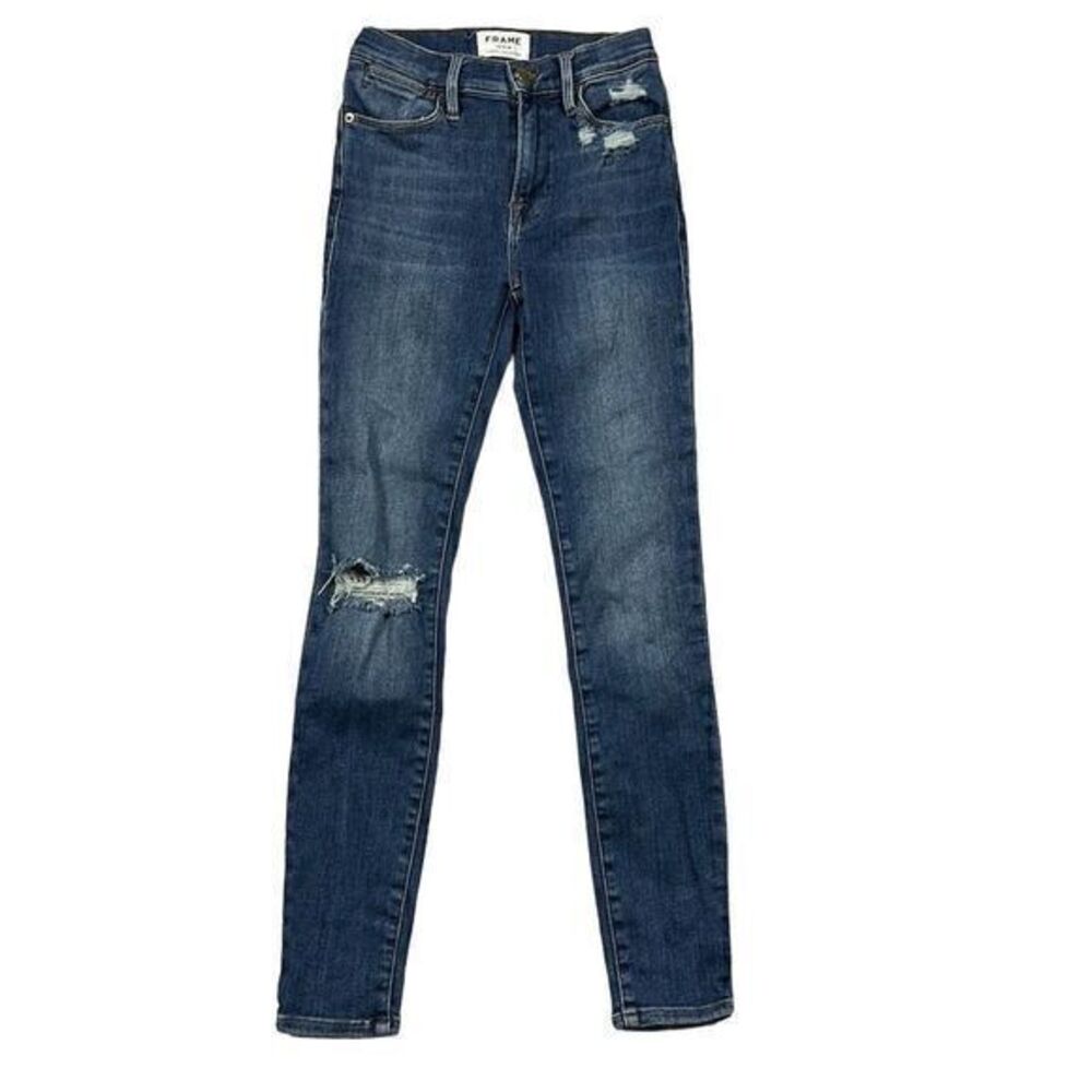 Frame Le‎ High Skinny Jeans Women's Size 24 Blue Distressed Casual